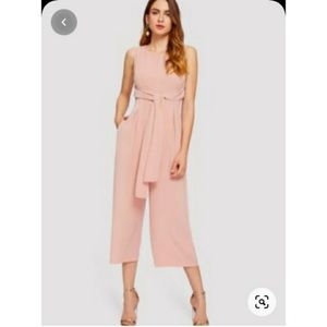 Tahari Blush Pink Self Tie Sleeveless Jumpsuit